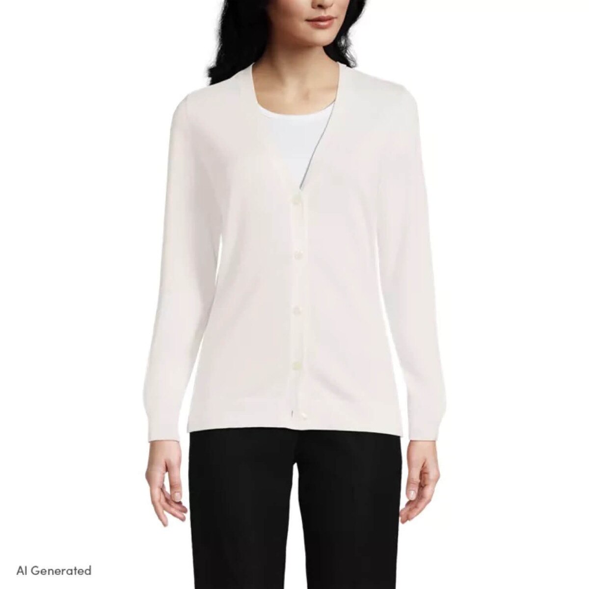 [16] Lands End Womens Cotton Modal V-neck Cardigan Sweater